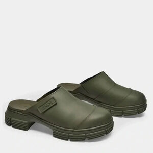 NWB GANNI Recycled Rubber City Mule Utility Clogs in Kalamata Green Size 44